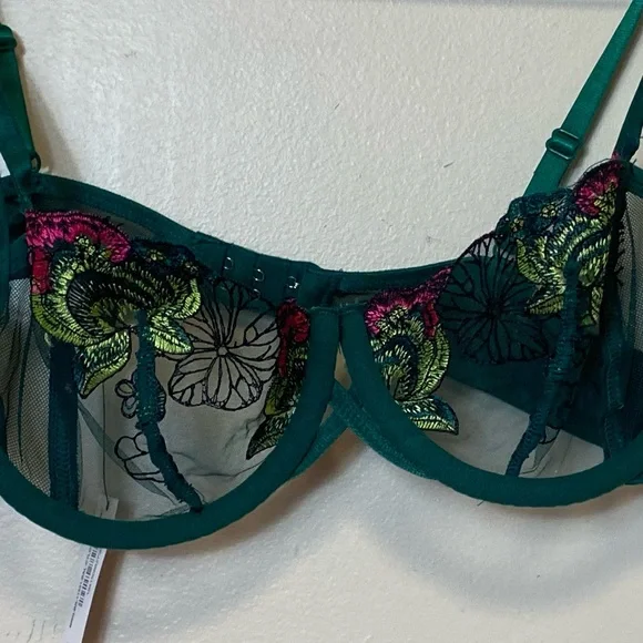 Adore Me Alyshia Demi Green Floral Sheer Bra. Size 34C NWT - Picture 3 of 10